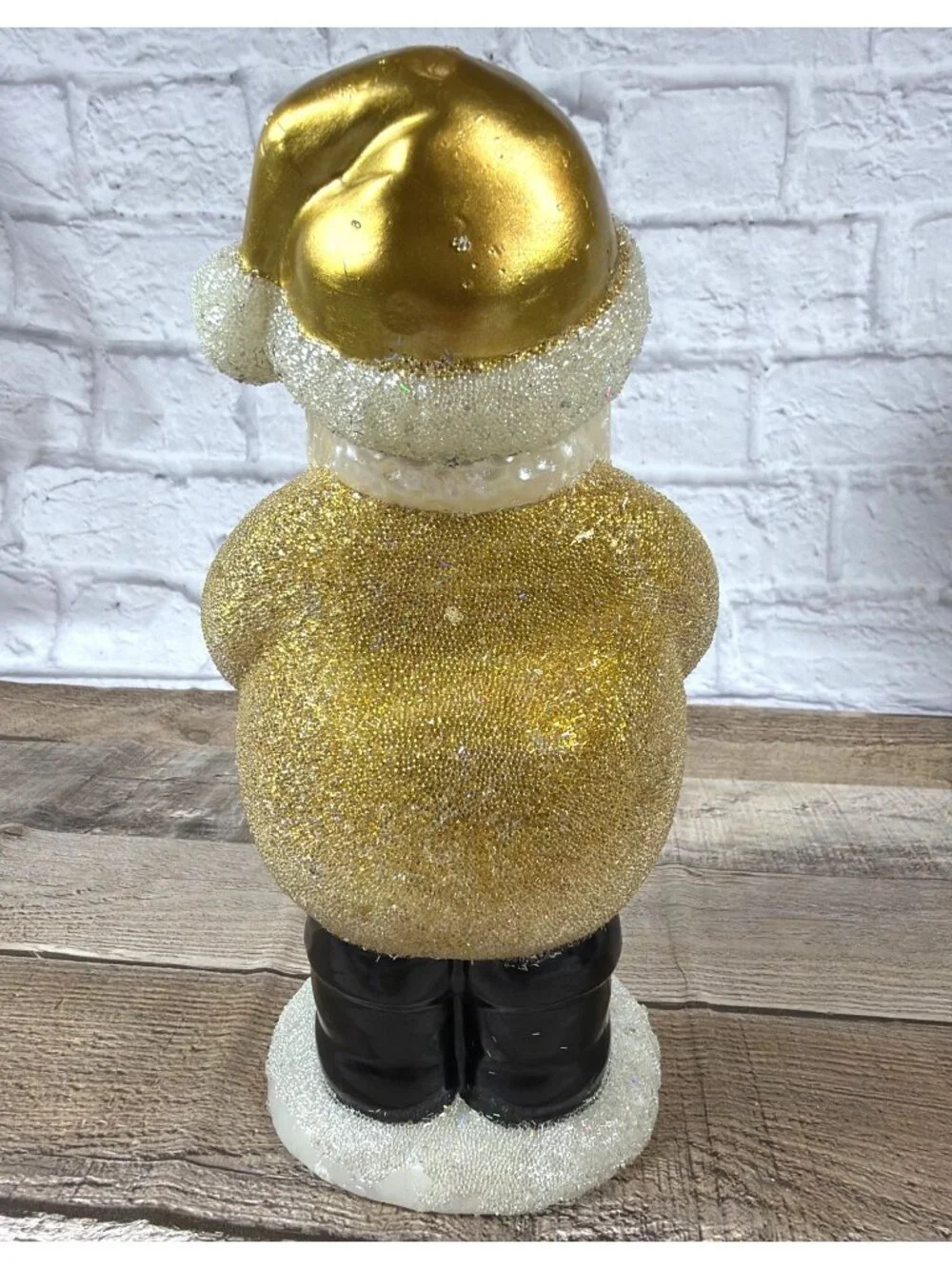 Vintage Candle Pottery Barn 1998 Gold Glitter Santa Claus Christmas Holiday